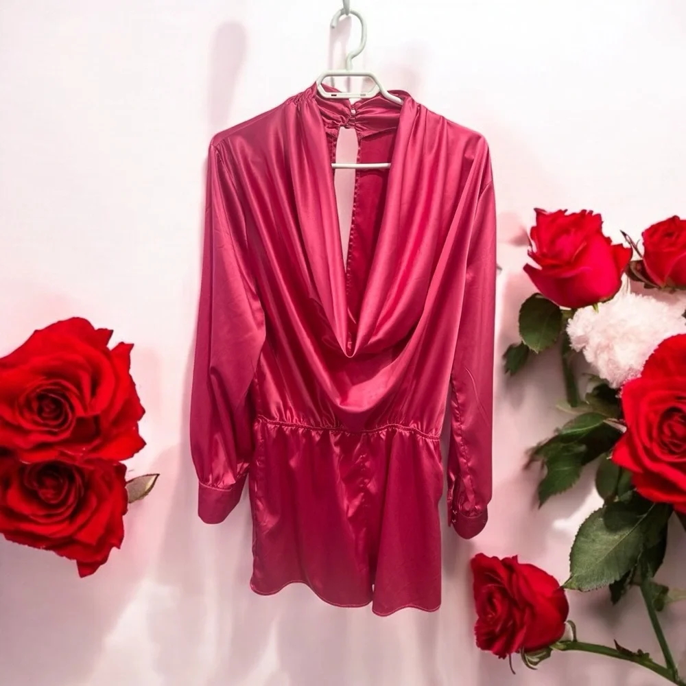 COPY - Pink Satin Romper L - Picture 2 of 3